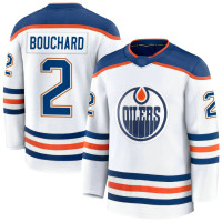 Edmonton Oilers #2 Evan Bouchard Away Premium White Jersey