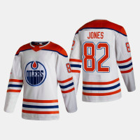 Men's Edmonton Oilers Caleb Jones #82 2021 Season Reverse Retro Authentic Special Edition White Jersey