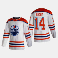 Men's Edmonton Oilers Devin Shore #14 2021 Season Reverse Retro Authentic Special Edition White Jersey