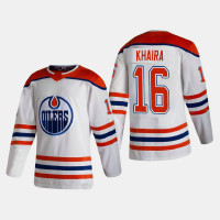 Men's Edmonton Oilers Jujhar Khaira #16 2021 Season Reverse Retro Authentic Special Edition White Jersey