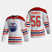 Men's Edmonton Oilers Kailer Yamamoto #56 2021 Season Reverse Retro Authentic Special Edition White Jersey