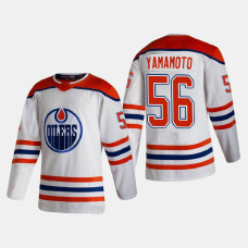 Men's Edmonton Oilers Kailer Yamamoto #56 2021 Season Reverse Retro Authentic Special Edition White Jersey