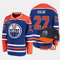Men Edmonton Oilers Brett Kulak #27 2022 Pacific Conference Champions Alternate Royal Jersey