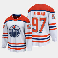 Men's Edmonton Oilers Connor McDavid #97 Reverse Retro 2020-21 Breakaway Player White Jersey