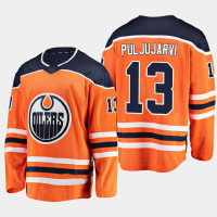 Men's Edmonton Oilers Jesse Puljujarvi #13 Home 2020-21 Breakaway Player Orange Jersey