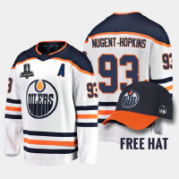 Men Edmonton Oilers Ryan Nugent-Hopkins #93 2022 Pacific Conference Champions Away White Jersey