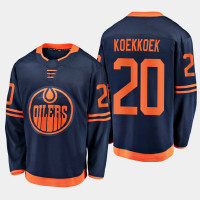 Men's Edmonton Oilers Slater Koekkoek #20 Alternate 2020-21 Breakaway Player Navy Jersey