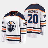 Men's Edmonton Oilers Slater Koekkoek #20 Away 2020-21 Breakaway Player White Jersey