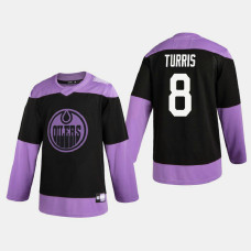 Men's Edmonton Oilers Kyle Turris #8 2020 Hockey Fights Cancer Practice Black Jersey