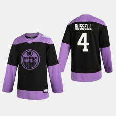 Oilers Kris Russell #4 Hockey Fights Cancer Practice Black Jersey