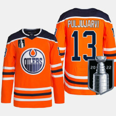 Jesse Puljujarvi Edmonton Oilers 2022 Stanley Cup Playoffs Orange #13 Jersey Authentic Primegreen