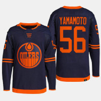 Kailer Yamamoto #56 Edmonton Oilers Navy Jersey 2022 Alternate Primegreen Authentic Pro