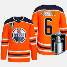 Kris Russell Edmonton Oilers 2022 Stanley Cup Playoffs Orange #6 Jersey Authentic Primegreen