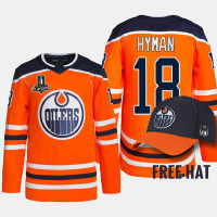 Zach Hyman #18 Edmonton Oilers Orange Jersey 2022 Pacific Conference Champions Authentic