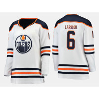 Women's Edmonton Oilers #6 Adam Larsson Road Breakaway Player White Jersey