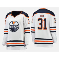 Women's Edmonton Oilers #31 Grant Fuhr Road Breakaway Player White Retirement Jersey