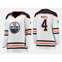 Women's Edmonton Oilers #4 Kris Russell Road Breakaway Player White Jersey