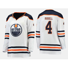 Women's Edmonton Oilers #4 Kris Russell Road Breakaway Player White Jersey
