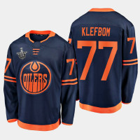 Edmonton Oilers #77 Oscar Klefbom 2020 Stanley Cup Playoffs Alternate Navy Men's Jersey