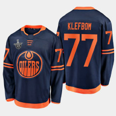 Edmonton Oilers #77 Oscar Klefbom 2020 Stanley Cup Playoffs Alternate Navy Men's Jersey
