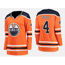 Women's Edmonton Oilers #4 Kris Russell Home Breakaway Player Orange Jersey