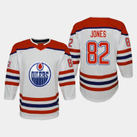 Youth Edmonton Oilers Caleb Jones #82 Reverse Retro Replica 2020-21 White Jersey