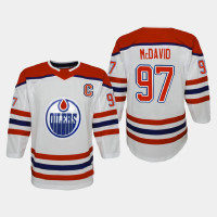 Youth Edmonton Oilers Connor McDavid #97 Reverse Retro Replica 2020-21 White Jersey