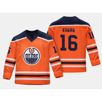 Youth Edmonton Oilers Jujhar Khaira #16 Replica Player Home Orange Jersey