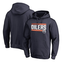 Edmonton Oilers Iconic Collection On Side Stripe Navy Pullover Hoodie