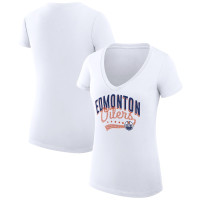 Edmonton Oilers G-III 4Her by Carl Banks Women's Filigree Logo V-Neck Fitted White T-Shirt